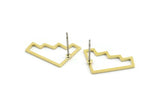 Earring Studs, 8 Raw Brass - Irregular Shaped Stud Earrings - Brass Earrings - Earrings (17x14x0.80mm) A2824