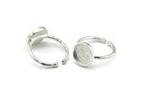 Silver Ring Settings, 925 Silver Round Shaped Ring With 1 Stone Setting - Pad Size 9mm N1766