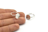 Silver Ring Settings, 925 Silver Round Shaped Ring With 1 Stone Setting - Pad Size 9mm N1766