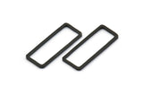 Black Rectangle Charm, 50 Oxidized Brass Black Rectangle Charms (9x24mm) D0193 S497