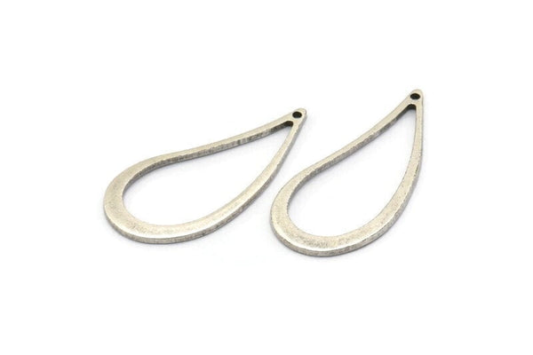 Silver Blank Pendant, 12 Antique Silver Plated Brass Drop Charms (29x13x1mm) Bs 1343 H0719