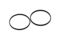 Black Circle Connectors, 12 Oxidized Brass Black Circle Connectors (35x0.8x2mm) D0315 S849