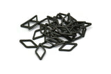 Black Diamond Charm, 50 Oxidized Brass Black Open Diamond Ring Charms (7.5x14x1mm) D0030 S852