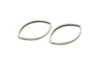 Silver Marquise Charm, 50 Antique Silver Plated Brass Marquise Charms, Connectors, Findings (21x13mm) D145--n0531 H0683
