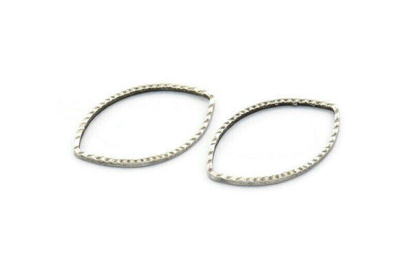 Silver Marquise Charm, 50 Antique Silver Plated Brass Marquise Charms, Connectors, Findings (21x13mm) D145--n0531 H0683