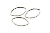 Silver Marquise Charm, 50 Antique Silver Plated Brass Marquise Charms, Connectors, Findings (21x13mm) D145--n0531 H0683