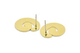 Brass Spiral Earring, 8 Raw Brass Spiral Shaped Stud Earrings (18x15x0.80mm) A2841