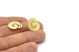 Brass Spiral Earring, 8 Raw Brass Spiral Shaped Stud Earrings (18x15x0.80mm) A2841