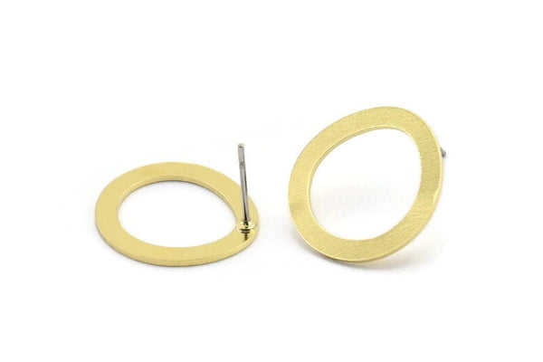 Küpe Çivisi, 8 Ham Pirinç - Düzensiz Şekilli Çivili Küpeler - Pirinç Küpeler - Küpeler (18x17x0,80 mm) A2839