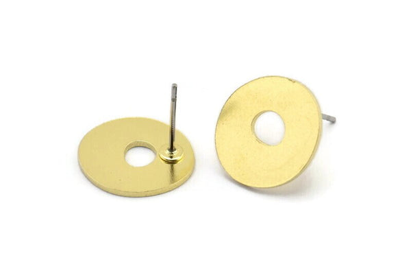 Earring Studs, 8 Raw Brass - Irregular Shaped Stud Earrings - Brass Earrings - Earrings (14x13x0.80mm) A2840