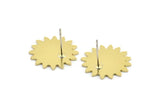 Brass Sun Earring, 8 Raw Brass Sun Shaped Stud Earrings (18x0.80mm) A2855