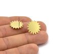 Brass Sun Earring, 8 Raw Brass Sun Shaped Stud Earrings (18x0.80mm) A2855