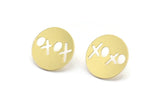 Brass Round Earring, 8 Raw Brass Round Shaped Stud Earrings (18x0.80mm) A2835