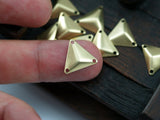 Brass Cambered Finding, 30 Raw Brass Triangle Cambered with 3 Holes  Findings  (14mm)  A0018