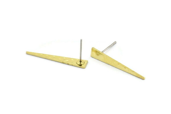 Pirinç Üçgen Küpe, 12 Çekiçlenmiş Ham Pirinç Küçük Üçgen Küpe (26x4,5x0,80 mm) M390 A2351