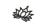 Lotus Flower Charm, 12 Oxidized Black Brass Lotus Flower Charms With 1 Loop, Earrings, Findings (30mm) A1158 S1151