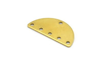 Brass Circle Blank, 24 Raw Brass Semi Circle Blanks With 6 Holes (25x12.5x0.80mm) A0876