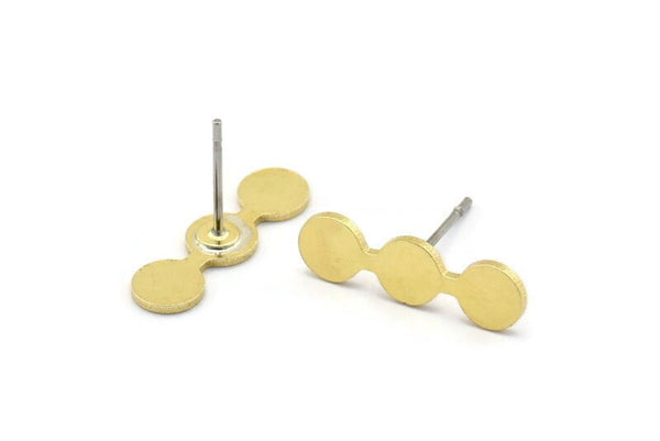 Brass Circle Earring, 10 Raw Brass Tiny Rounds Shaped Stud Earrings (18x5x0.80mm) A2627