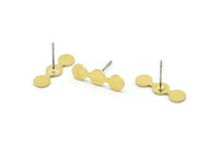 Brass Circle Earring, 10 Raw Brass Tiny Rounds Shaped Stud Earrings (18x5x0.80mm) A2627