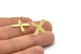Earring Studs, 8 Raw Brass - Irregular X Shaped Stud Earrings - Brass Earrings - Earrings (21x17x0.80mm) A2631