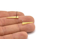 Brass Triangle Earring, 10 Textured Raw Brass Triangle Stud Earrings (20x4.5x0.80mm) M138 A1575