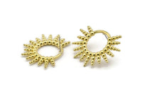 Brass Sun Earring, 2 Raw Brass Sunlights Shaped Stud Earrings (27x35mm) N1985