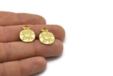 Brass Round Charm, 4 Raw Brass Round Shaped Charms With 1 Loop, Findings, Tags (20x15mm) N1995