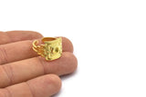 Brass Royal Ring, 2 Raw Brass Royal Rings With 1 Stone Settings - Pad Size 4mm N1994
