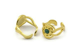 Brass Royal Ring, 2 Raw Brass Royal Rings With 1 Stone Settings - Pad Size 4mm N1993