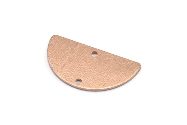Semi Circle Charm, 4 Rose Gold Plated Brass Textured Half Moon Blanks With 2 Holes, Earrings, Pendants (24x13x0.80mm) D896