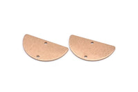 Semi Circle Charm, 4 Rose Gold Plated Brass Textured Half Moon Blanks With 2 Holes, Earrings, Pendants (24x13x0.80mm) D896