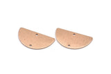 Semi Circle Charm, 4 Rose Gold Plated Brass Textured Half Moon Blanks With 2 Holes, Earrings, Pendants (24x13x0.80mm) D896