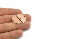 Semi Circle Charm, 4 Rose Gold Plated Brass Textured Half Moon Blanks With 2 Holes, Earrings, Pendants (24x13x0.80mm) D896