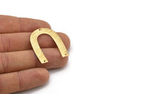 Brass Geometric Charm, 12 Raw Brass Textured U Shaped Pendants With 3 Holes, Charms, Findings (35x27x0.50mm) D0603