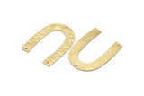 Brass Geometric Charm, 12 Raw Brass Textured U Shaped Pendants With 3 Holes, Charms, Findings (35x27x0.50mm) D0603