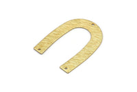 Gold Geometric Charm, 2 Gold Plated Brass Textured U Shaped Pendants With 3 Holes, Charms, Findings (35x27x0.50mm) D0603 Q0755