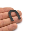 Siyah Geometrik Charm, 3 Delikli 6 Oksitlenmiş Siyah Pirinç Dokulu U Şeklinde Kolye, Charmlar, Bulgular (35x27x0,50 mm) D0603 S916