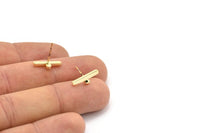 Gold Earring Studs, 10 Gold Plated Brass Earring, Geometric Stud (14x5x1.5mm) N1413