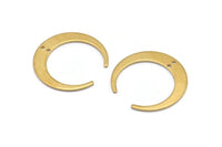 Brass Moon Charm, 6 Raw Brass Crescent Moon Charms With 2 Holes, Pendants, Earrings, Findings (27.5x28.5x5x1mm) D1043