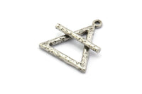 Gümüş Element Charm, 2 Dokulu Antik Gümüş Kaplama Pirinç Hava Elementi Sembolü Charm'ı 1 Döngülü (26x23 mm) N1974 H1495