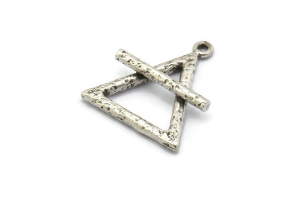 Gümüş Element Charm, 2 Dokulu Antik Gümüş Kaplama Pirinç Hava Elementi Sembolü Charm'ı 1 Döngülü (26x23 mm) N1974 H1495
