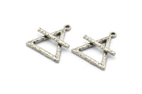 Gümüş Element Charm, 2 Dokulu Antik Gümüş Kaplama Pirinç Hava Elementi Sembolü Charm'ı 1 Döngülü (26x23 mm) N1974 H1495
