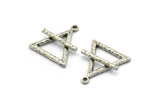 Gümüş Element Charm, 2 Dokulu Antik Gümüş Kaplama Pirinç Hava Elementi Sembolü Charm'ı 1 Döngülü (26x23 mm) N1974 H1495