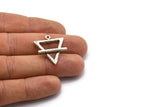 Gümüş Element Charm, 2 Dokulu Antik Gümüş Kaplamalı Ham Pirinç Toprak Elementi Sembolü Charm'ı 1 Döngülü (26x23 mm) N1973 H1498
