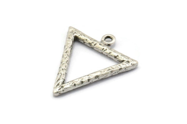 Gümüş Element Charm, 2 Dokulu Antik Gümüş Kaplama Pirinç Su Elementi Sembolü Charm'ı 1 Döngülü (26x23 mm) N1975 H1499