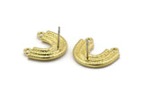 Earring Studs, 2 Raw Brass - U Shape Earrings With 2 Loops - Brass Earrings - Earrings (16x19mm) N1998