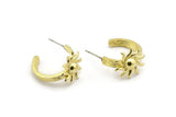 Brass Sun Earring, 2 Raw Brass Sun Shaped Stud Earrings (19x15x3mm) N1999