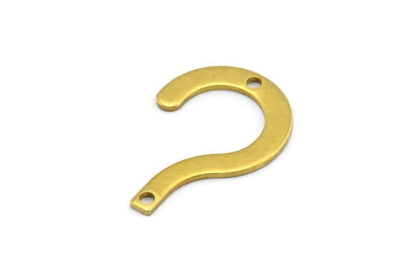 Pirinç Soru İşareti Tılsımı, 2 Delikli 24 Ham Pirinç Soru İşareti Tılsımı, Küpeler, Bulgular (24x16x0,80 mm) A1295