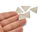 Silver Triangle Charm, 10 Silver Tone Triangle Charms With 3 Holes (22x25mm) Brs 3029 A0086 H0425