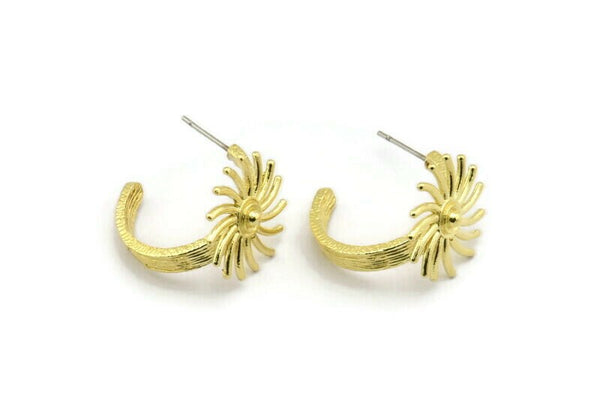 Brass Earring, 2 Raw Brass Stud Earrings (20x17x3mm) N2001